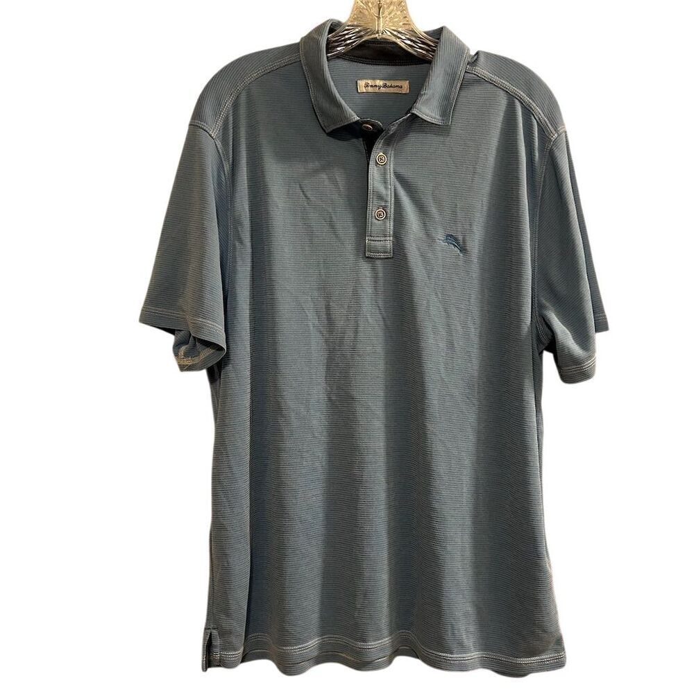 Tommy Bahama Men's Blue Polo Shirt Size L‎ Short Sleeve Collared Casual